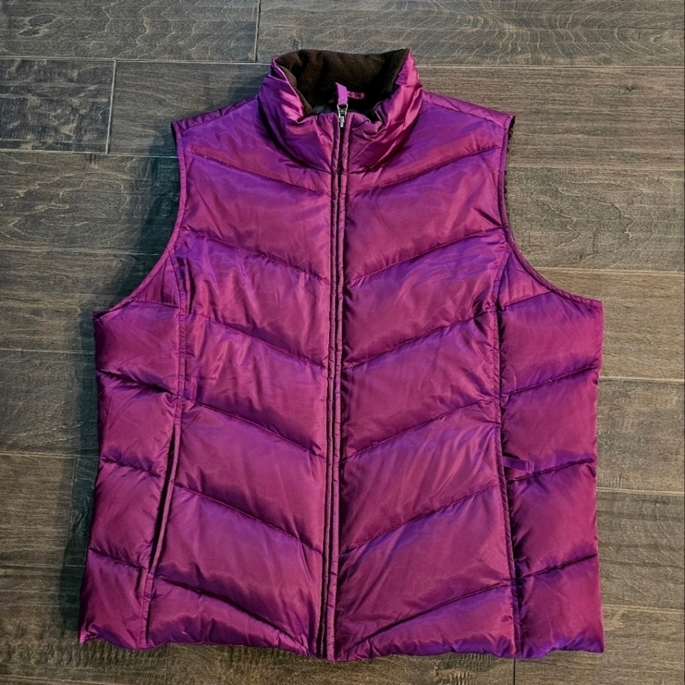 Eddie Bauer Purple Down Filled Puffer Vest Sz XL